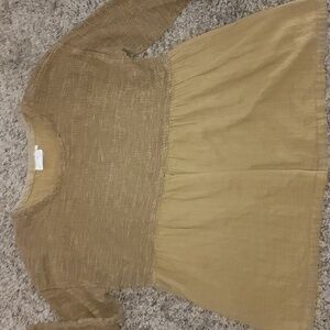 PAPER LACE OLIVE 100% COTTON ROOMY PEPLUMISH SOFT TOP EUC